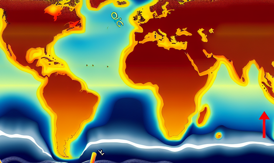 An illustration displaying the drastic shifts in sea surface temperatures